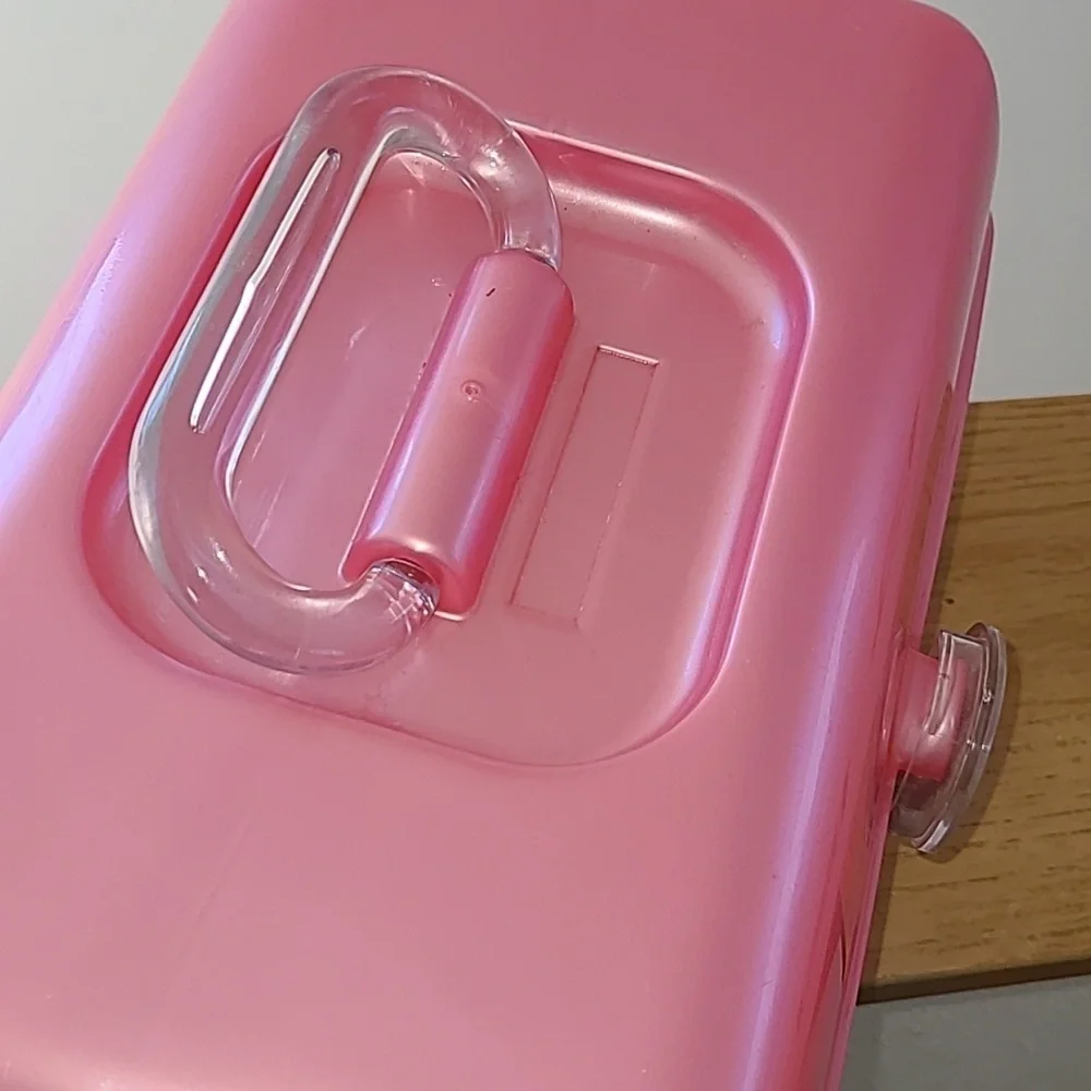 Vintage Caboodles Pink Cosmetic Case with Flower Detail